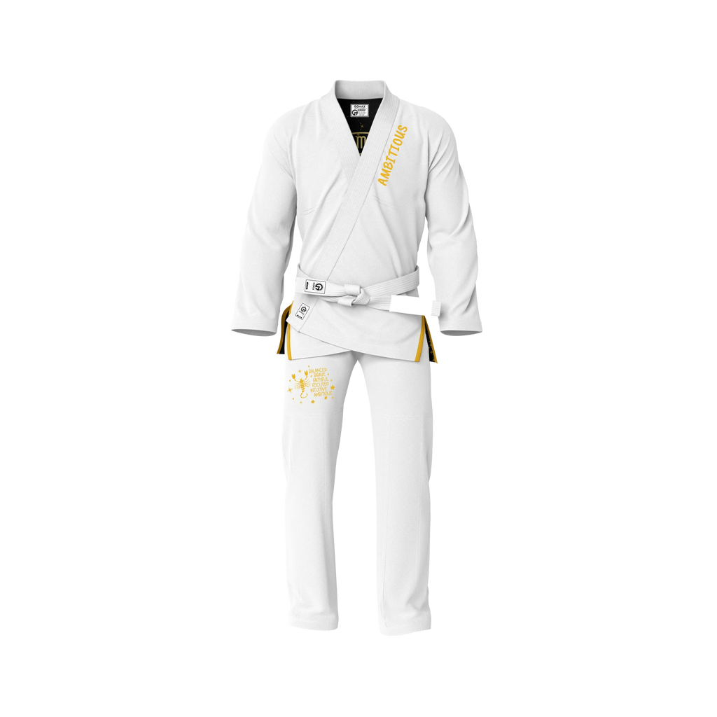 White Ambitious BJJ GI - Sublimation Brazilian Jiu Jitsu Gi - Premium Elite Series