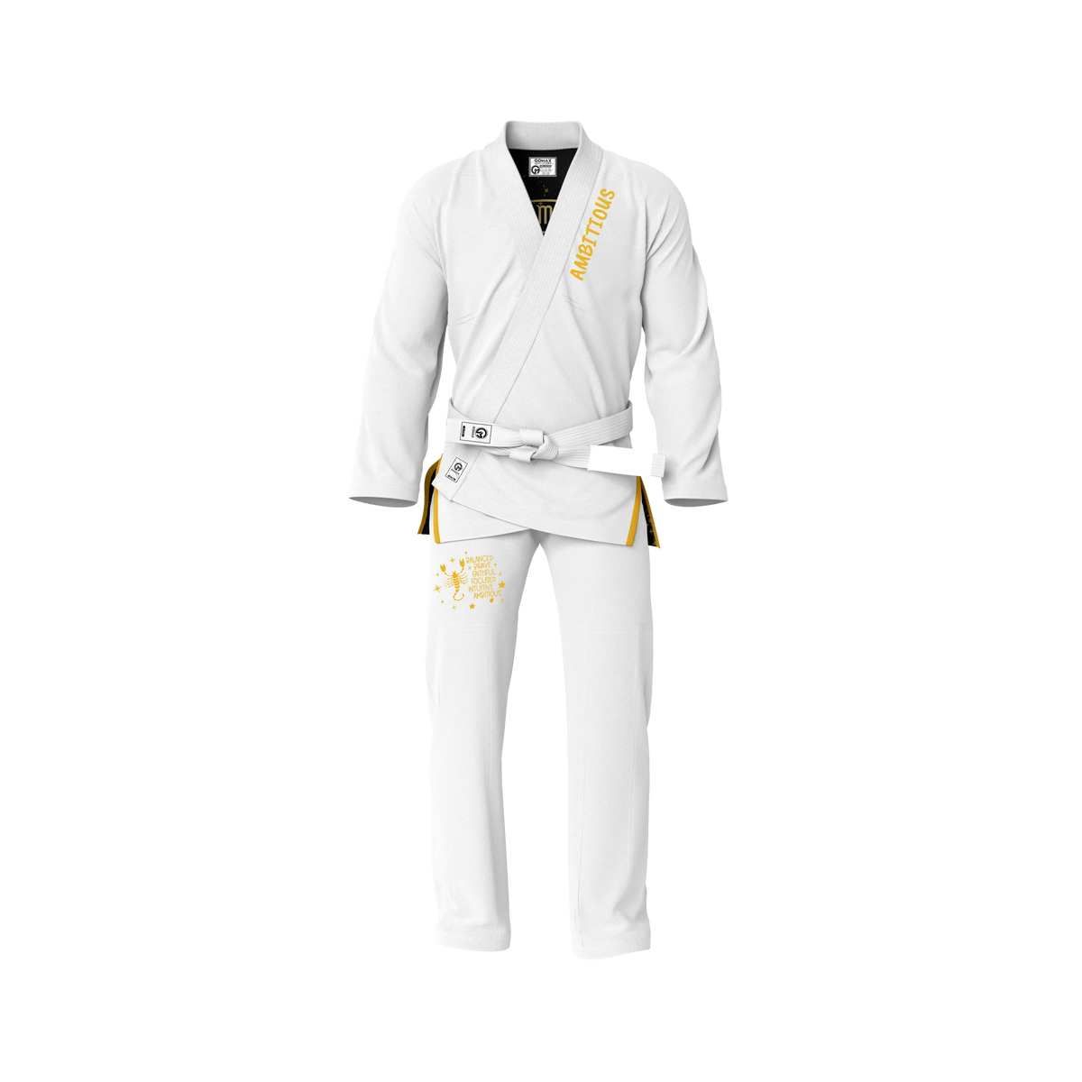 White Ambitious BJJ GI - Sublimation Brazilian Jiu Jitsu Gi - Premium Elite Series
