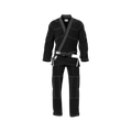 Black gi for beginners worn by white belt during jiu jitsu fundamentals class