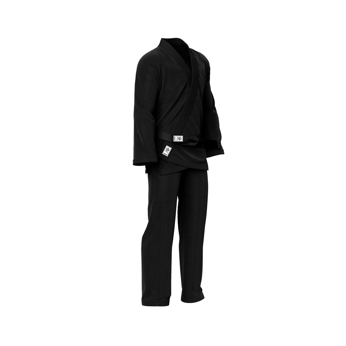 Black gi for new grapplers displayed with pearl weave jacket and ripstop pants