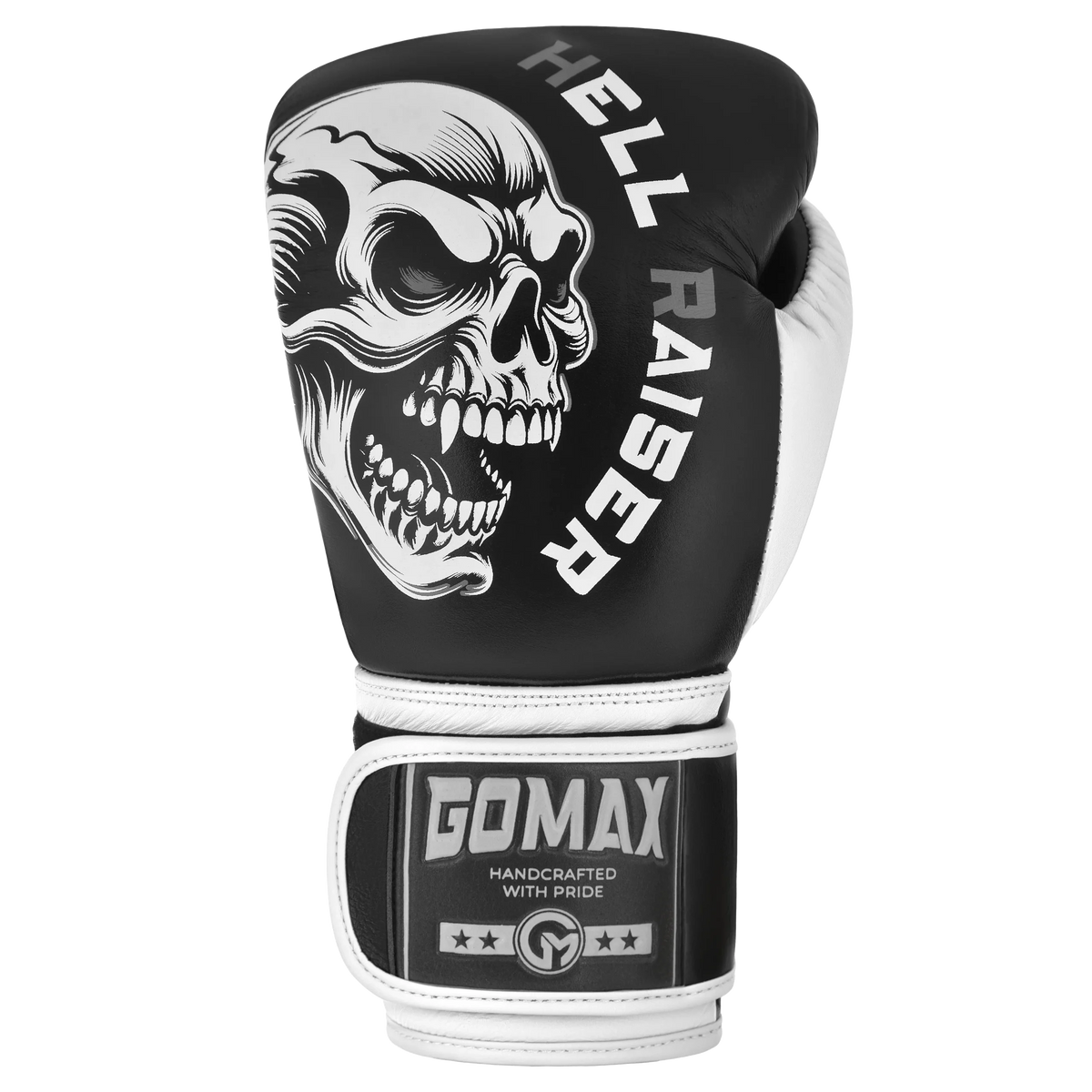 Iron Strike Pro Skull Boxing Glove Silver/Black – premium leather boxing glove