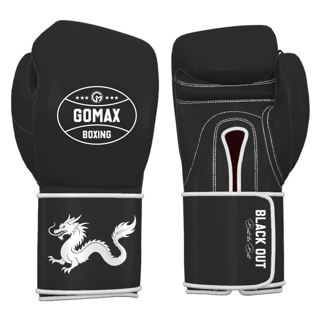 Blackout Pro - Real Leather - Professional Boxing Glove - Dragon (Black)