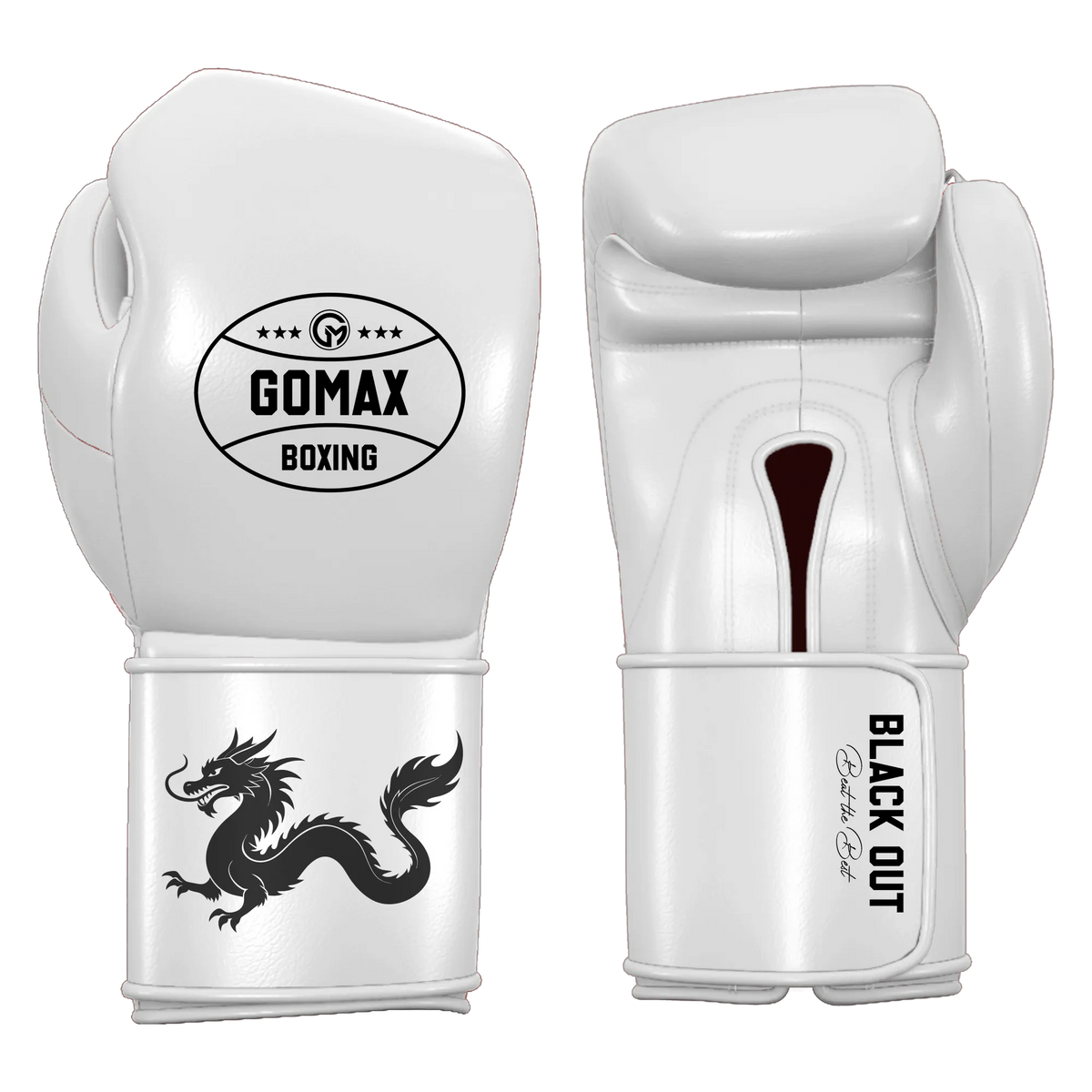 Blackout Pro - Real Leather - Professional Boxing Glove - Dragon (White)
