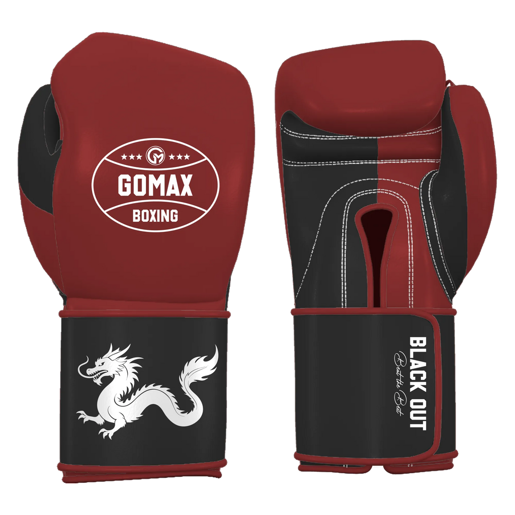 Blackout Pro - Real Leather - Professional Boxing Glove - Dragon (Mehroon/Black)