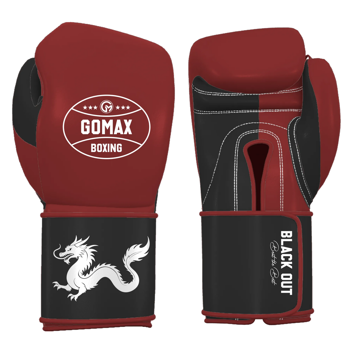 Blackout Pro - Real Leather - Professional Boxing Glove - Dragon (Mehroon/Black)