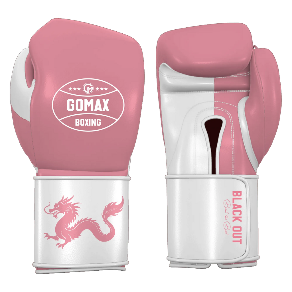 Blackout Pro - Real Leather - Professional Boxing Glove - Dragon (Pink/White)