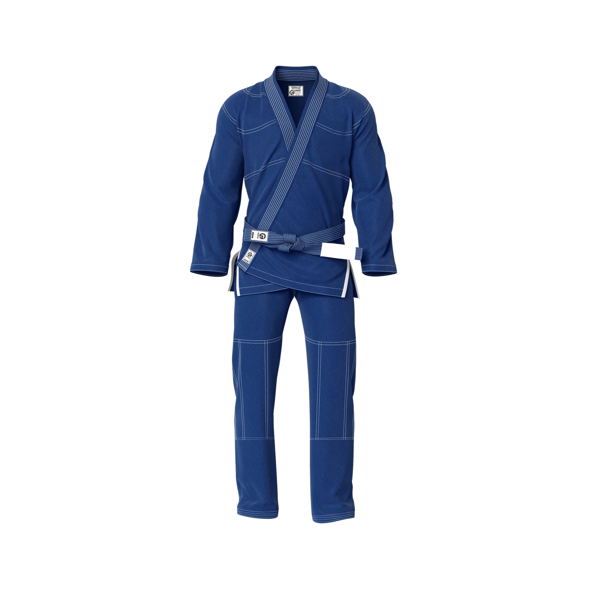 Lightweight blue gi laid flat with pearl weave jacket and ripstop pants
