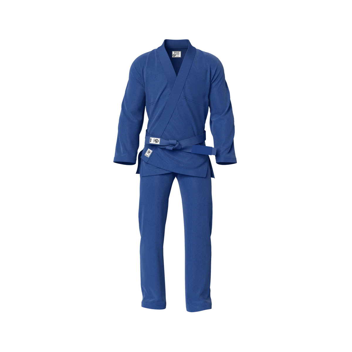 Blue gi for training worn by athlete during sparring session in academy setting