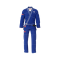 Blue gi for men shown during jiu jitsu sparring in academy setting