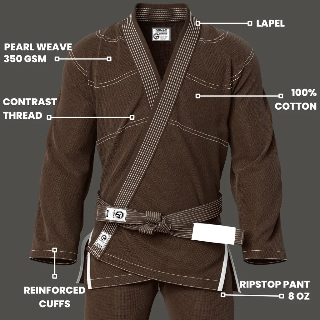 Reinforced stitching Brown BJJ Gi