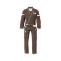 Brown gi for elite fighters front view showing competition‑ready cut and reinforced stitching