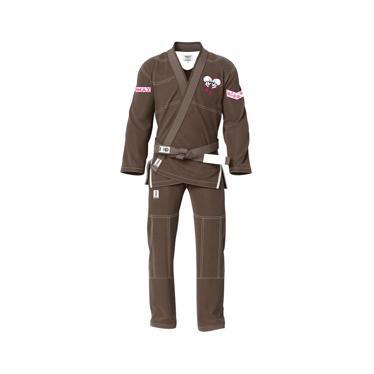 Brown gi for elite fighters front view showing competition‑ready cut and reinforced stitching