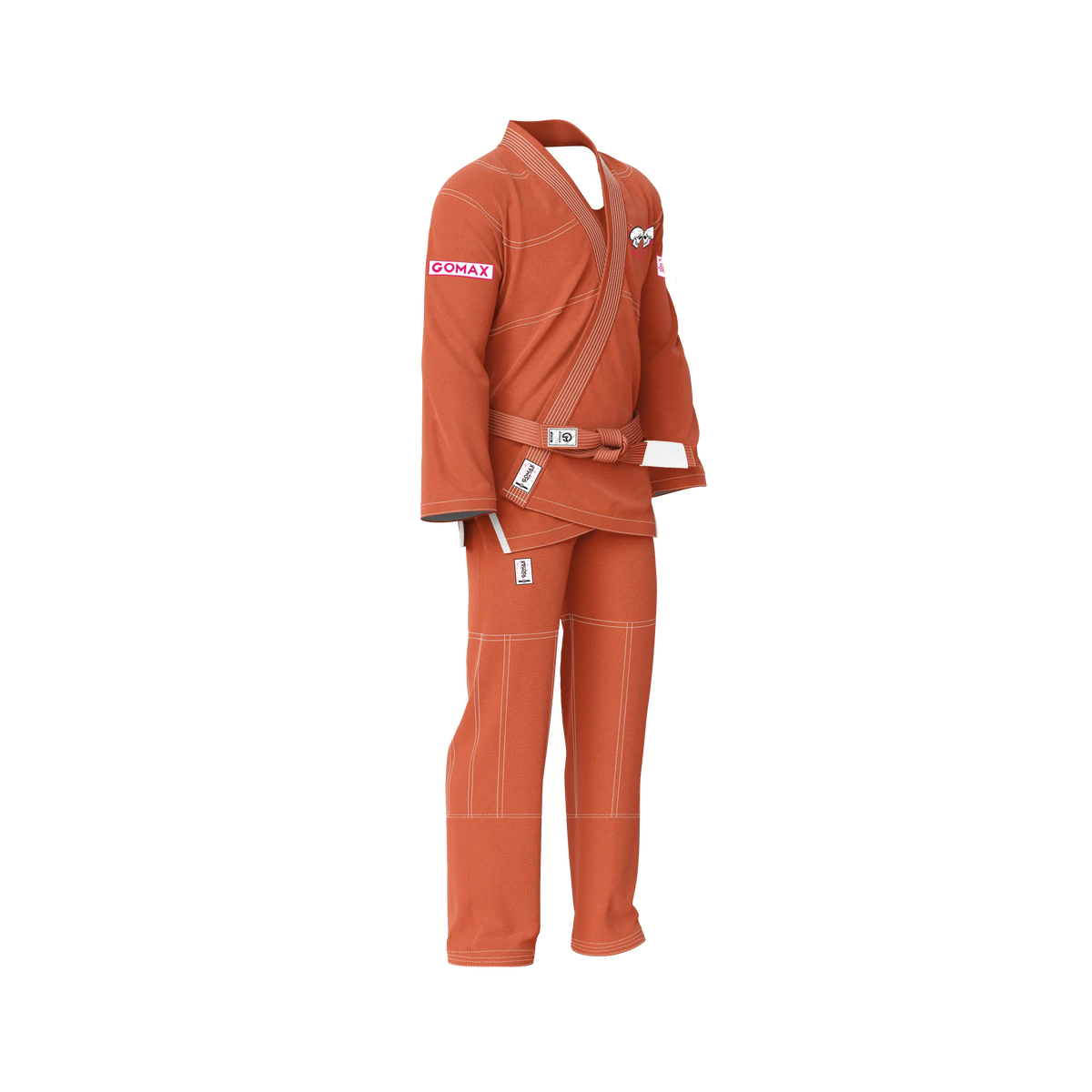 Fight day orange gi side angle highlighting athletic fit and competition‑grade fabric