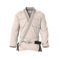 Front view of Cream Gi for Women showing tapered fit and feminine cut for BJJ training.