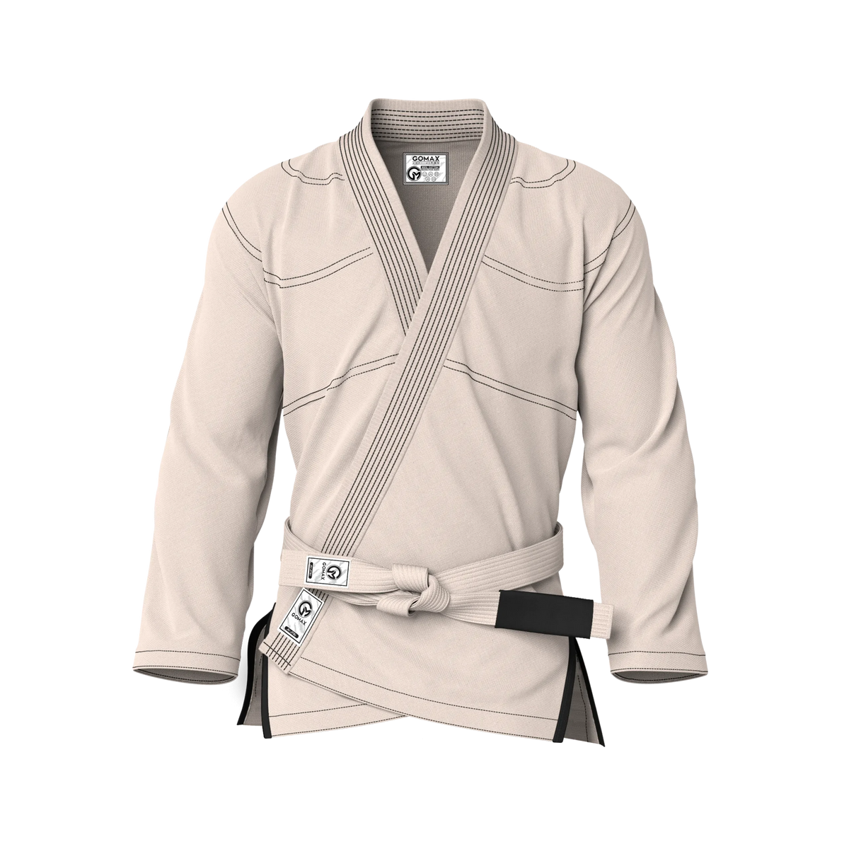 Front view of Cream Gi for Women showing tapered fit and feminine cut for BJJ training.