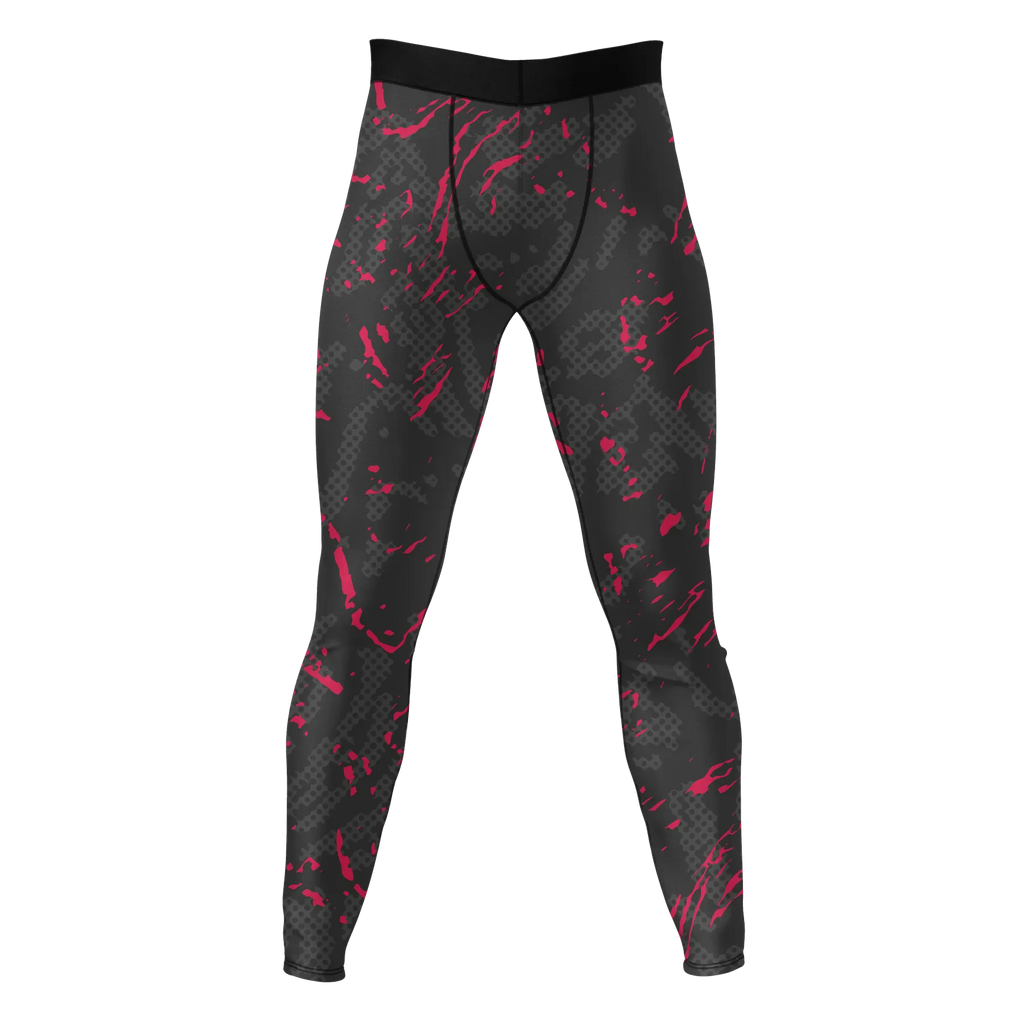 Crimson Gridlock – Premium BJJ Rash Guard Compression Pants/Spats/Leggings for Men & Women