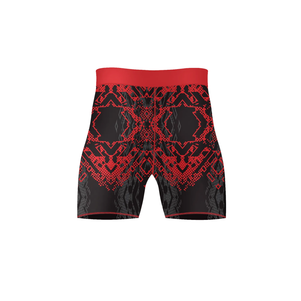 Crimson Gridlock – Premium BJJ Rash Guard Compression Shorts for Men & Women