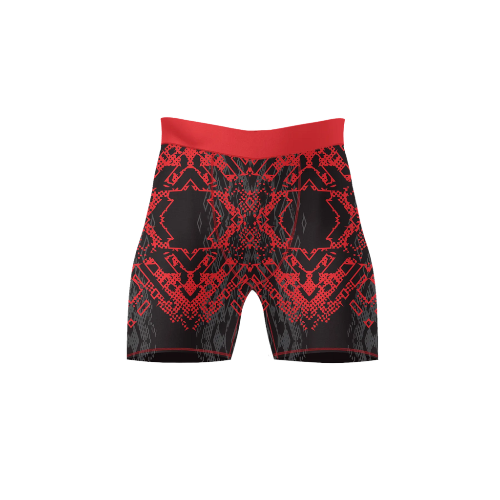 Crimson Gridlock – Premium BJJ Rash Guard Compression Shorts for Men & Women