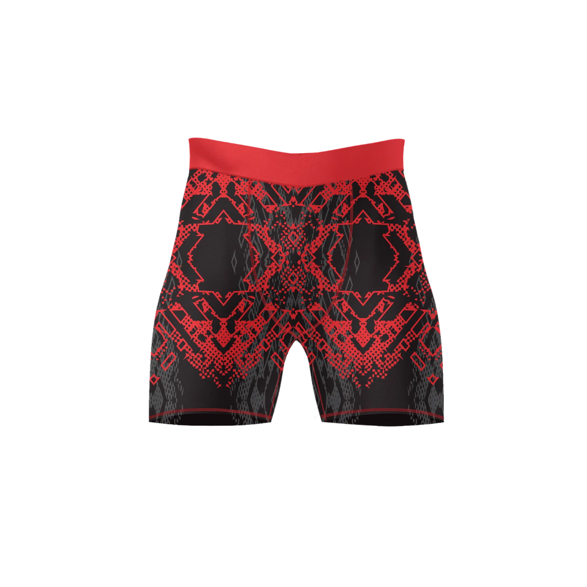 Crimson Gridlock – Premium BJJ Rash Guard Compression Shorts for Men & Women