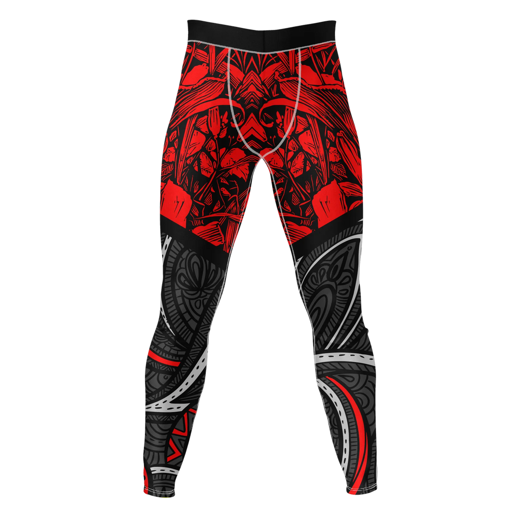 Crimson Uprising – Premium BJJ Rash Guard Compression Pants/Spats/Leggings for Men & Women