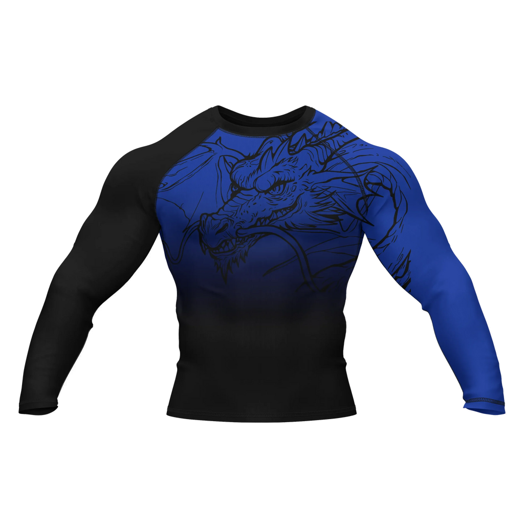 Dragon Ranked Blue - Premium BJJ Rash Guard / Compression Top for Men/Women