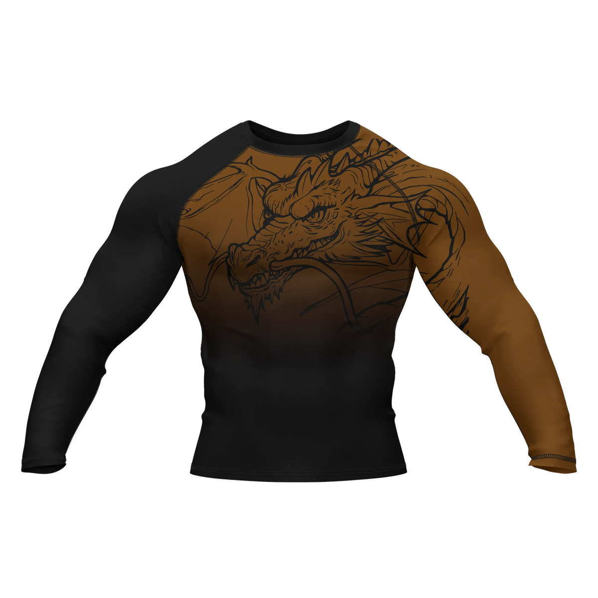 Dragon Ranked Brown - Premium BJJ Rash Guard / Compression Top for Men/Women
