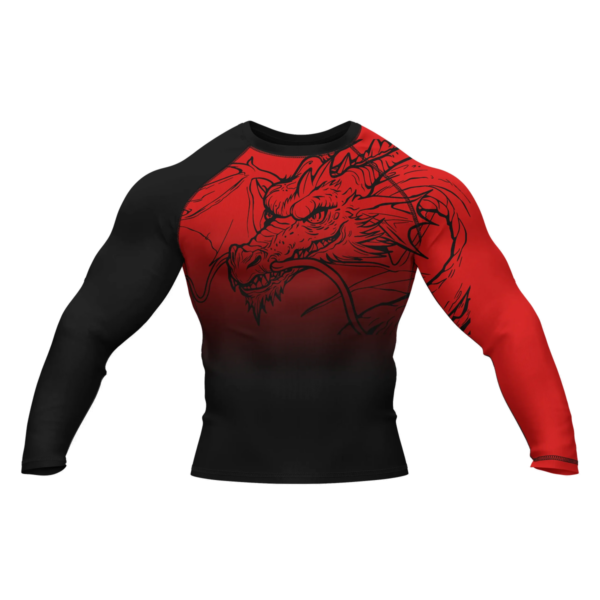 Dragon Ranked Red - Premium BJJ Rash Guard / Compression Top for Men/Women