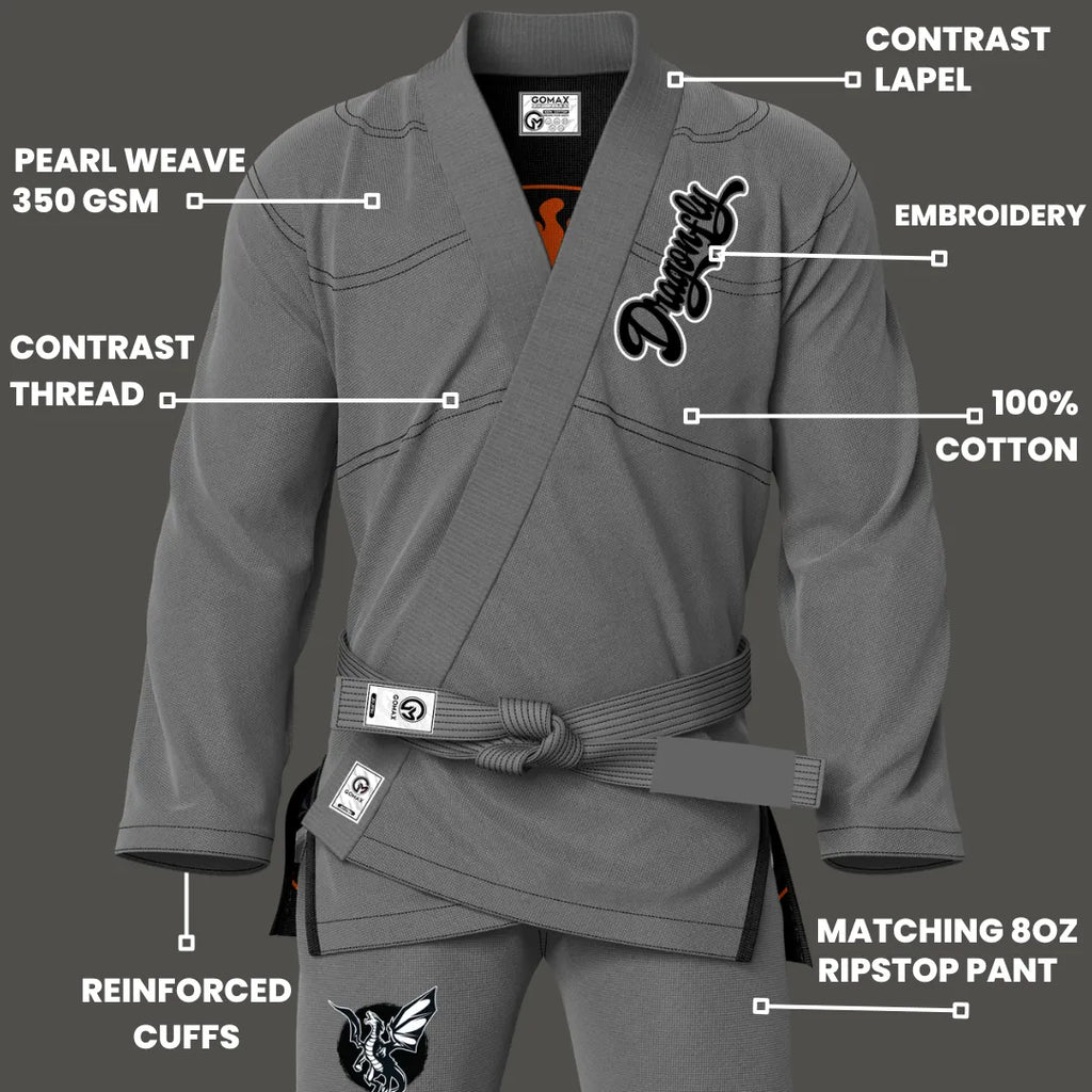Fly Dragon Sublimation Grey Brazilian Jiu Jitsu Gi - Premium Elite Series (BJJ GI)