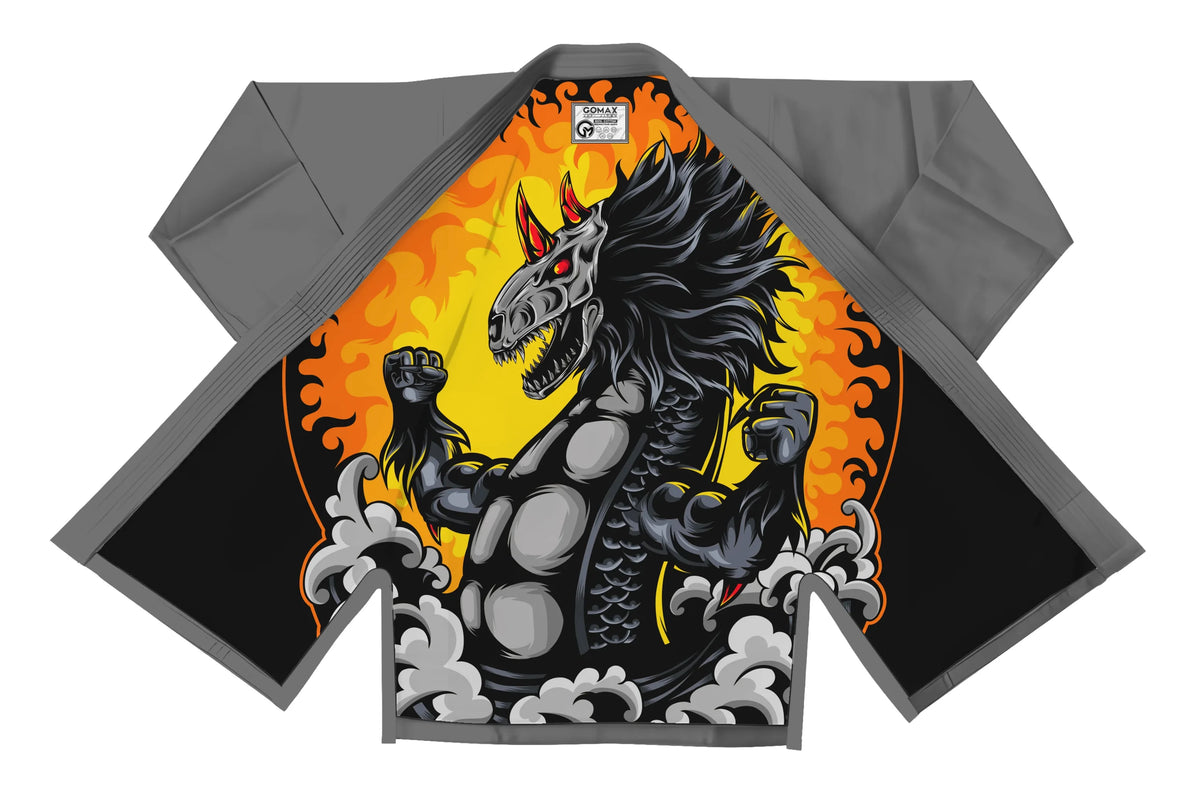Fly Dragon Sublimation Grey Brazilian Jiu Jitsu Gi - Premium Elite Series (BJJ GI)