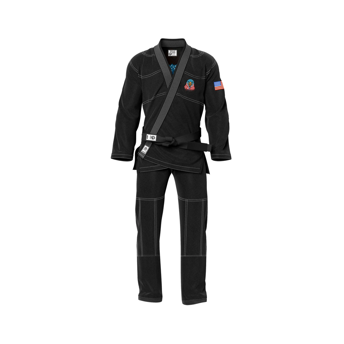 USA Black BJJ GI - Eagle Sublimation Brazilian Jiu Jitsu Gi - Patriotic Pride Force