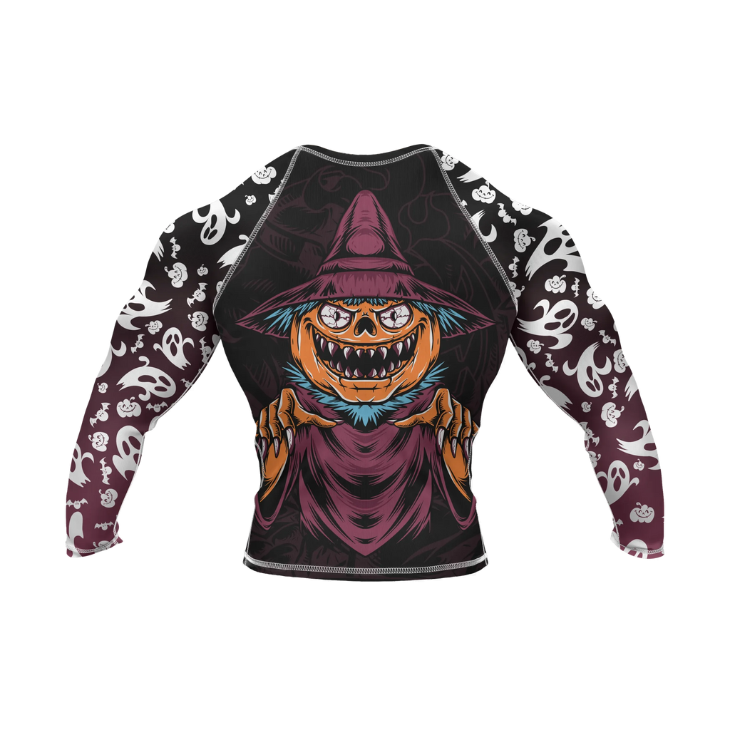 Spooky pumpkin compression top for men’s Halloween training