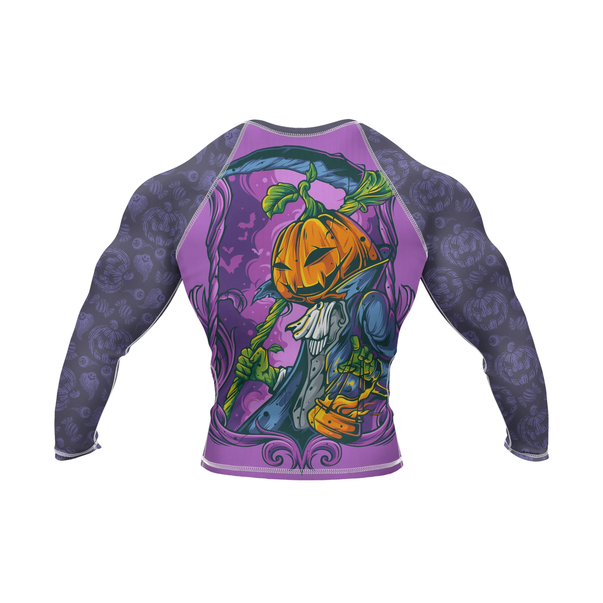 Spooky pumpkin compression top for men’s Halloween training
