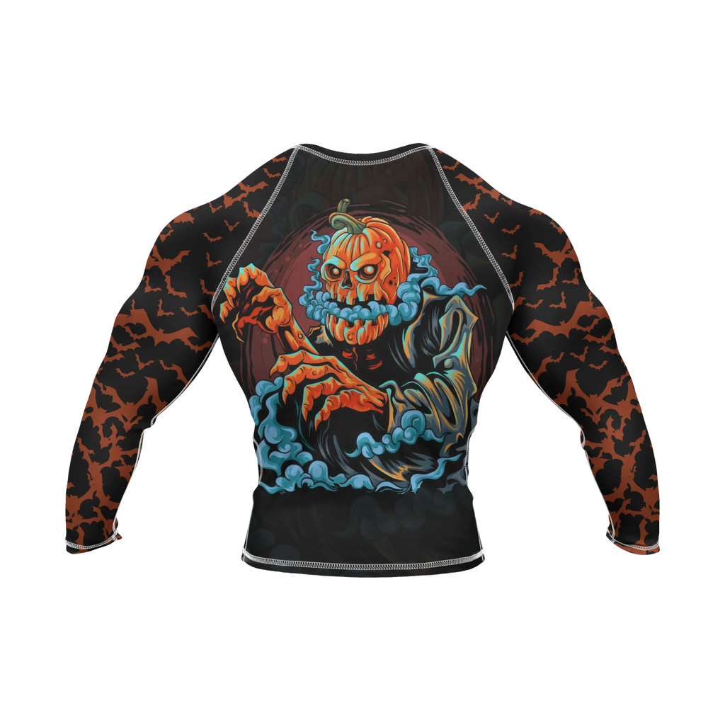 Spooky pumpkin compression top for men’s Halloween training
