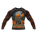 Halloween compression shirt with skull design for gym workouts