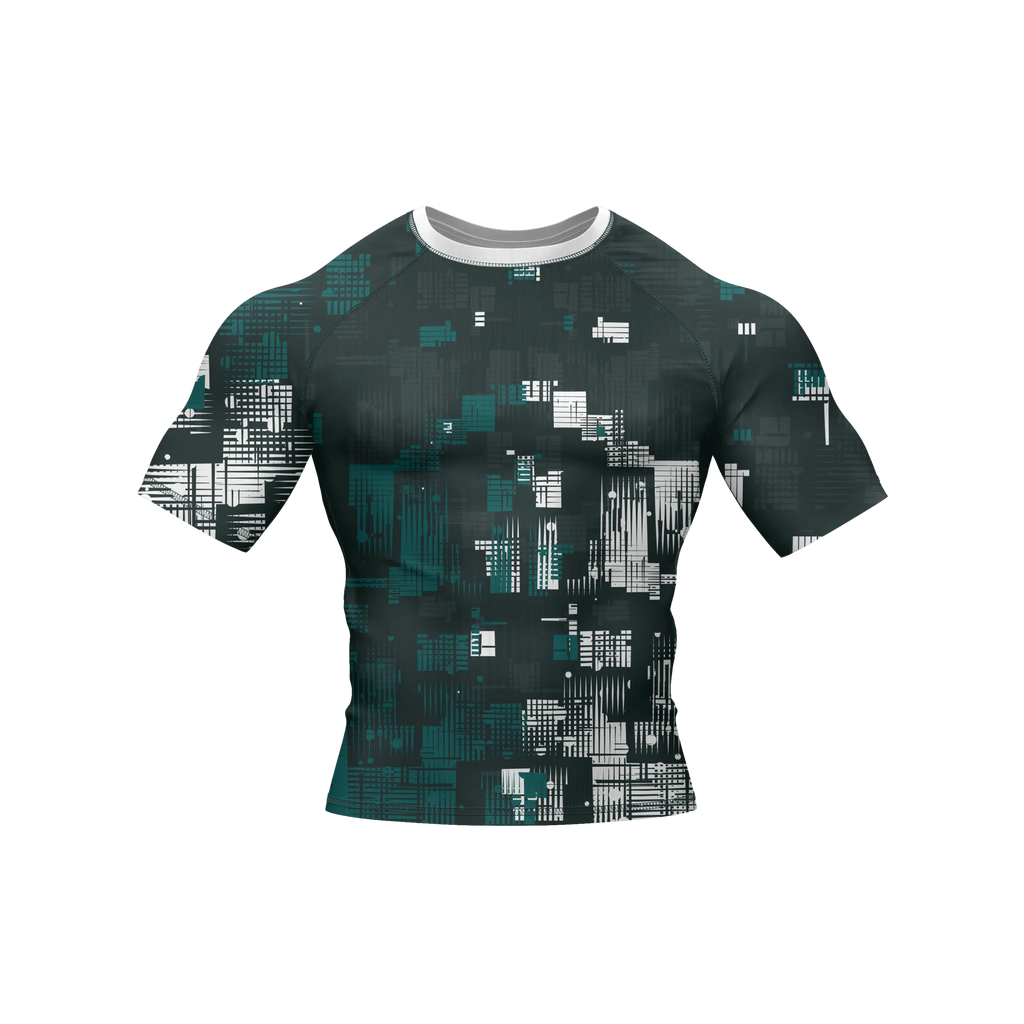Glitch Grid - Premium BJJ Rash Guard / Compression Top for Men/Women