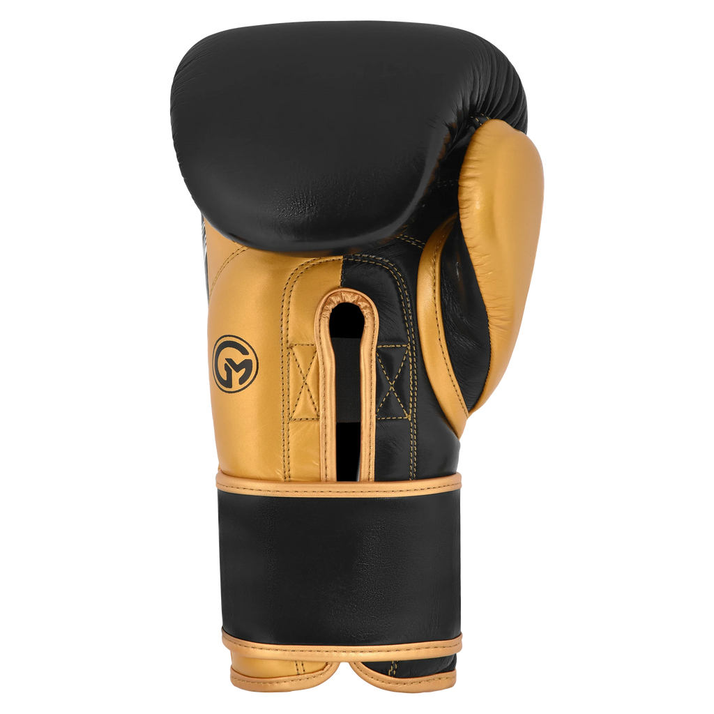 Professional boxing glove Black – back view with wrist support
