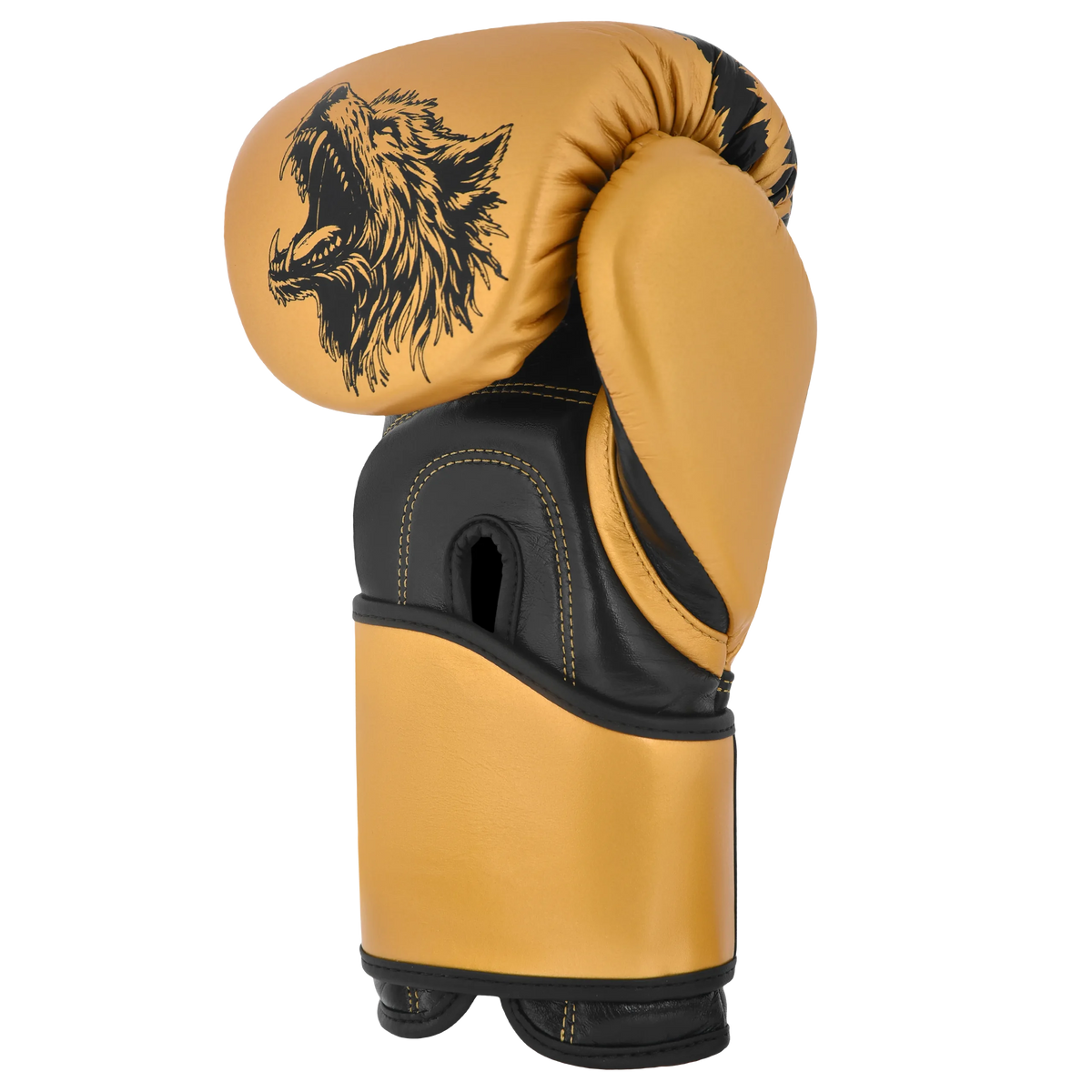 Iron Strike Pro Wolf Golden/Black boxing glove with multi-layer foam padding