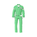 Green gi slim fit front view showing athletic tailoring and tapered silhouette