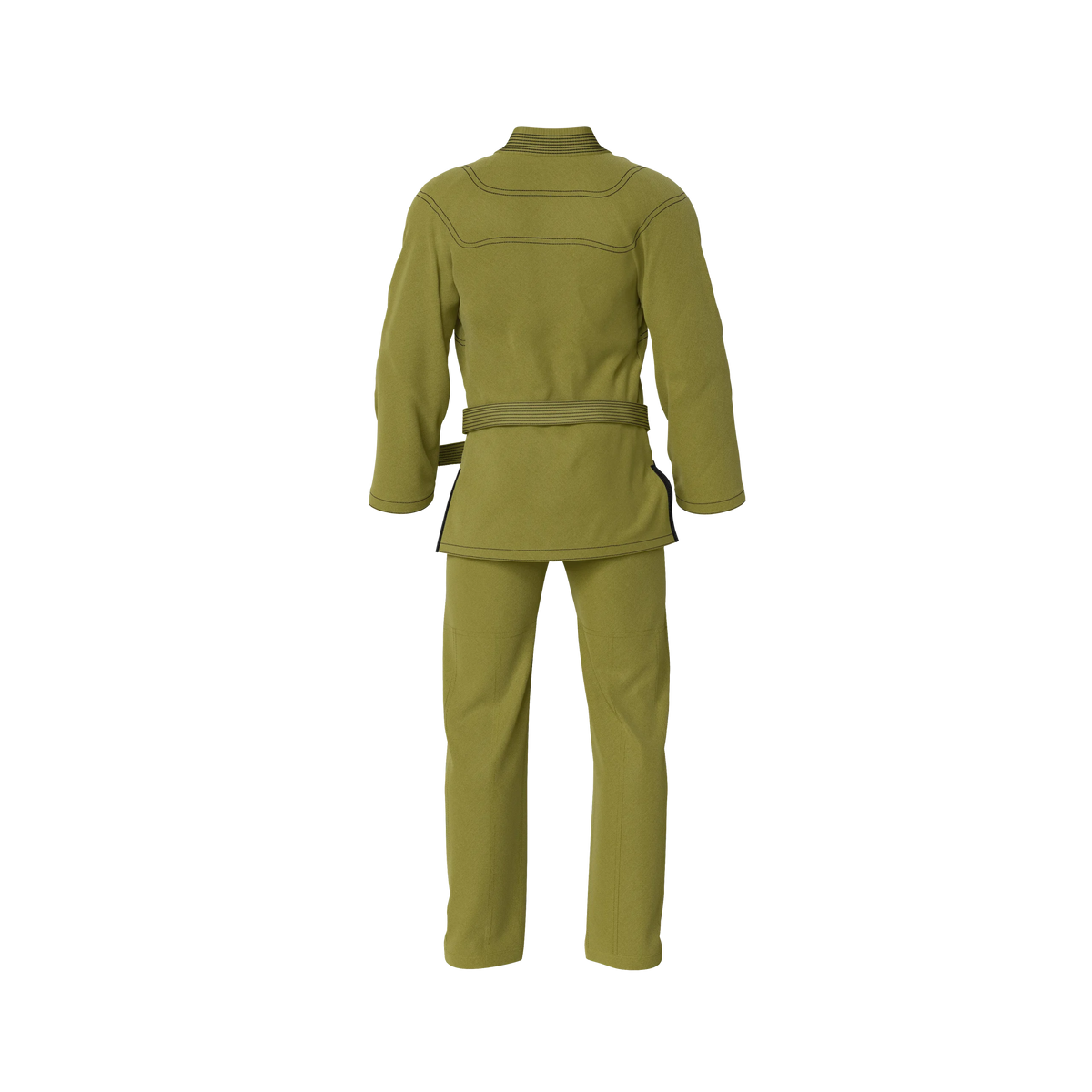 Starter green BJJ gi shown in academy setting with clean branding and tapered fit
