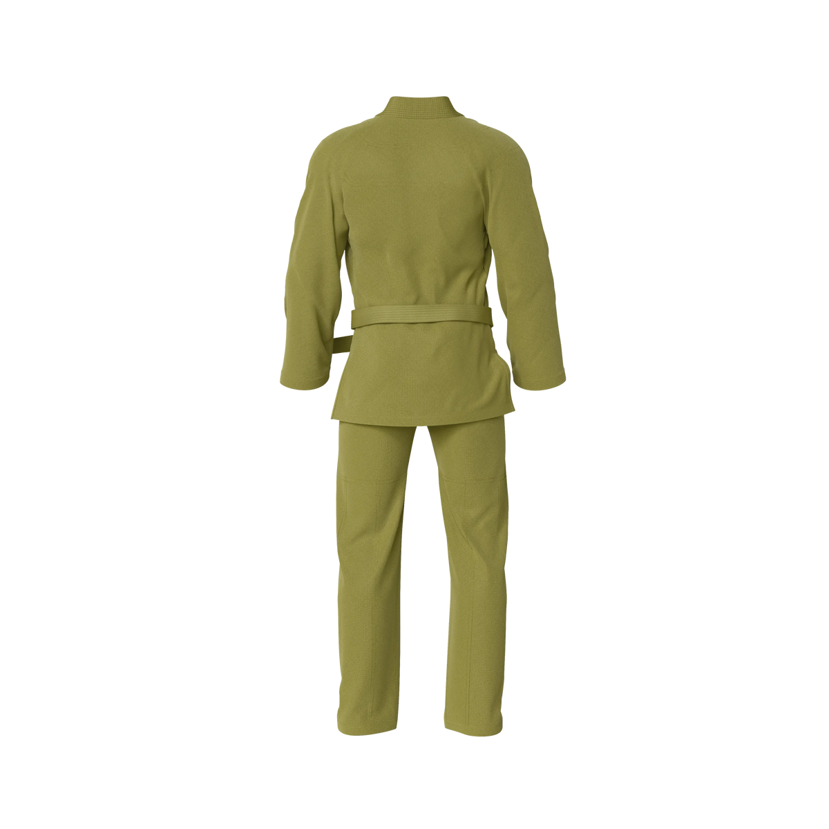 Green gi for men shown in academy setting with breathable cotton and ripstop pants