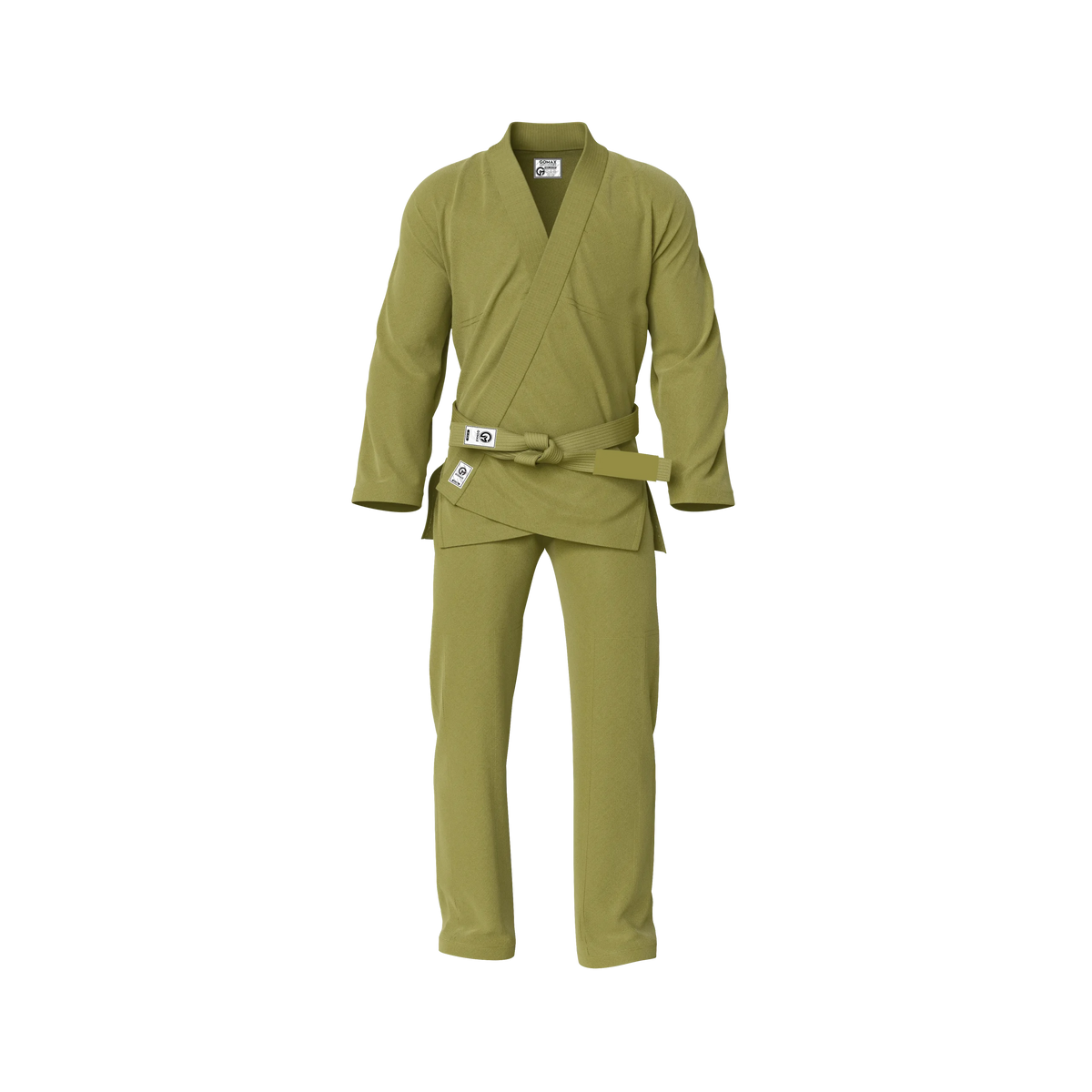 Dark green BJJ gi worn by male athlete during sparring session with white belt and tapered fit