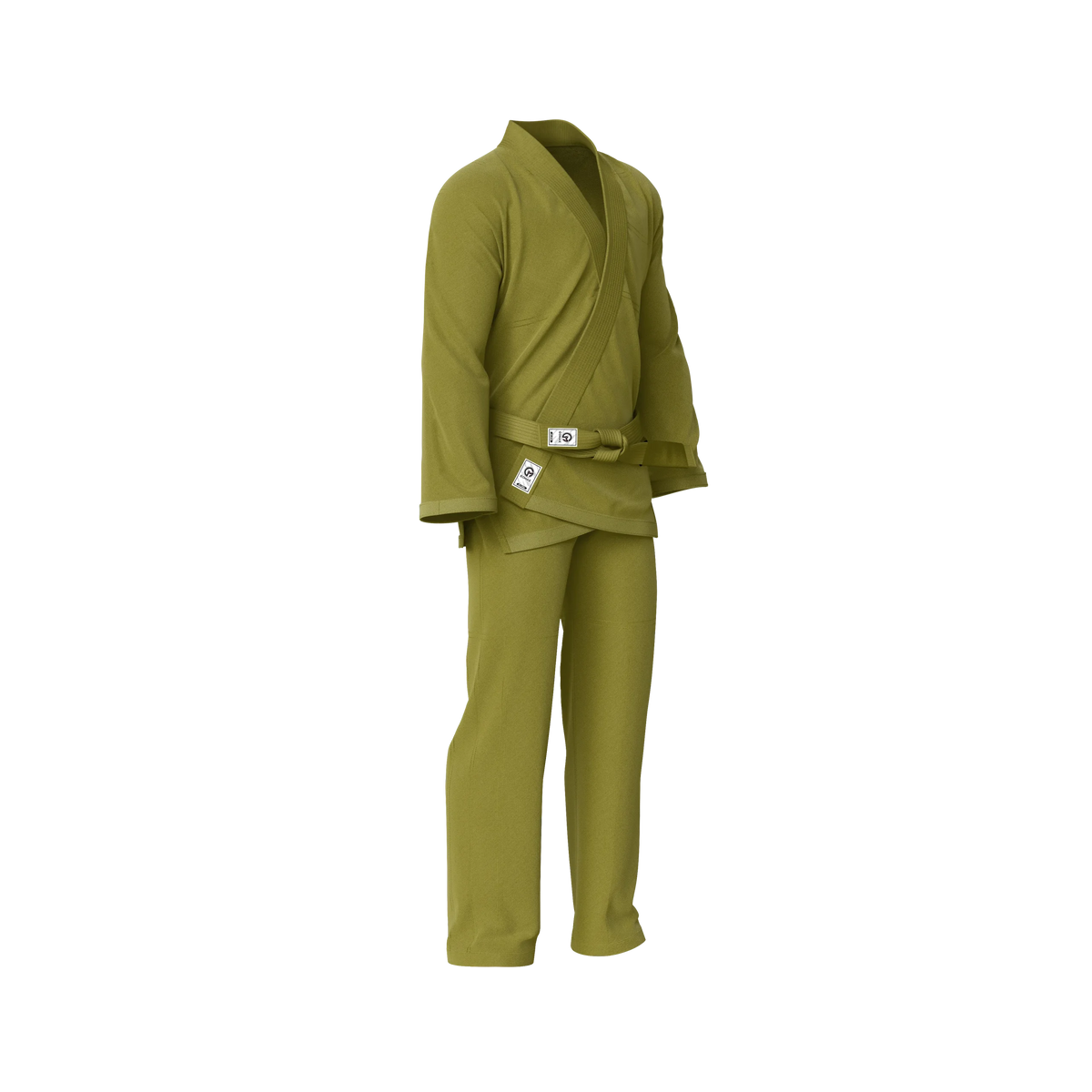 Green jiu jitsu gi displayed with reinforced seams and athletic cut for daily training