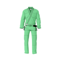 Green gi for bold style front view highlighting vibrant design and durable cotton weave