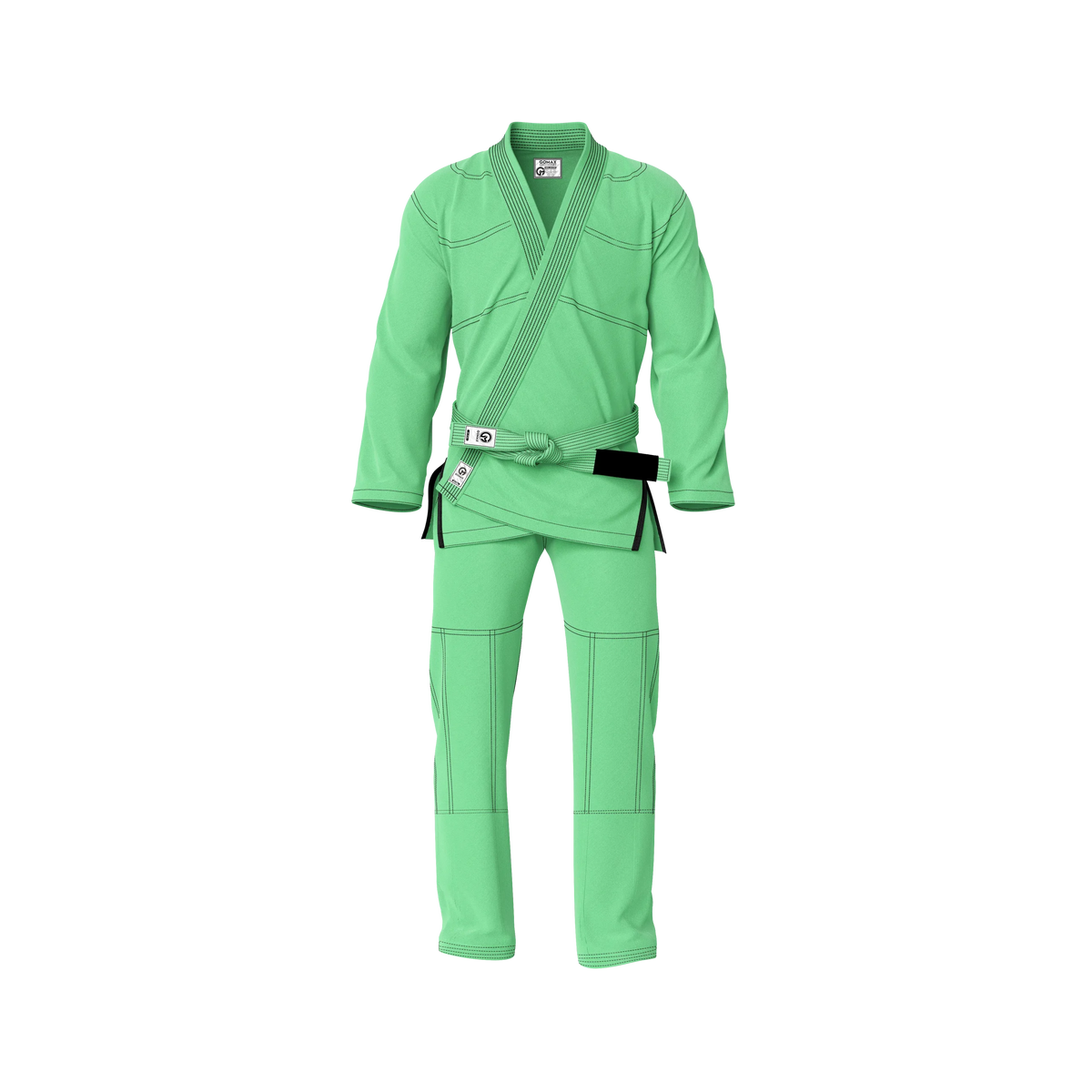 Green gi for bold style front view highlighting vibrant design and durable cotton weave