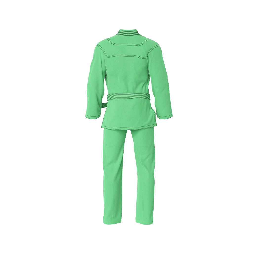 Statement green gi back profile with reinforced stitching for standout athletes