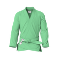 Front view of green gi for lifestyle showing sleek design and casual fit for gym-to-street wear.