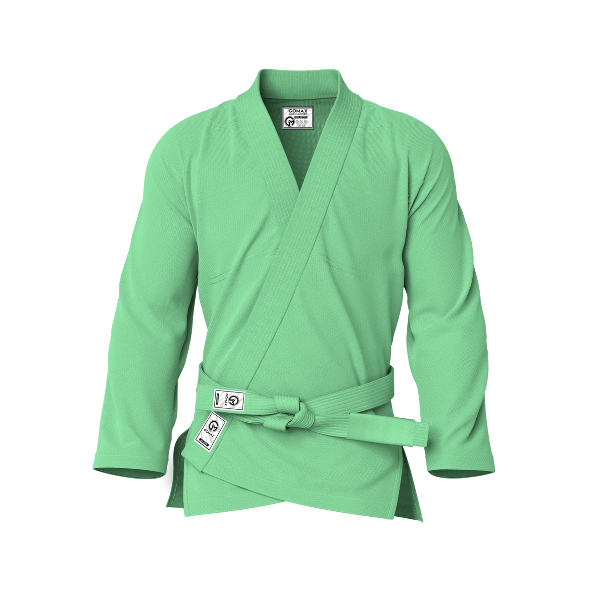 Front view of green gi for lifestyle showing sleek design and casual fit for gym-to-street wear.