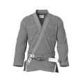 Front view of grey gi for lifestyle showing casual fit and fashion-forward detailing for everyday training.