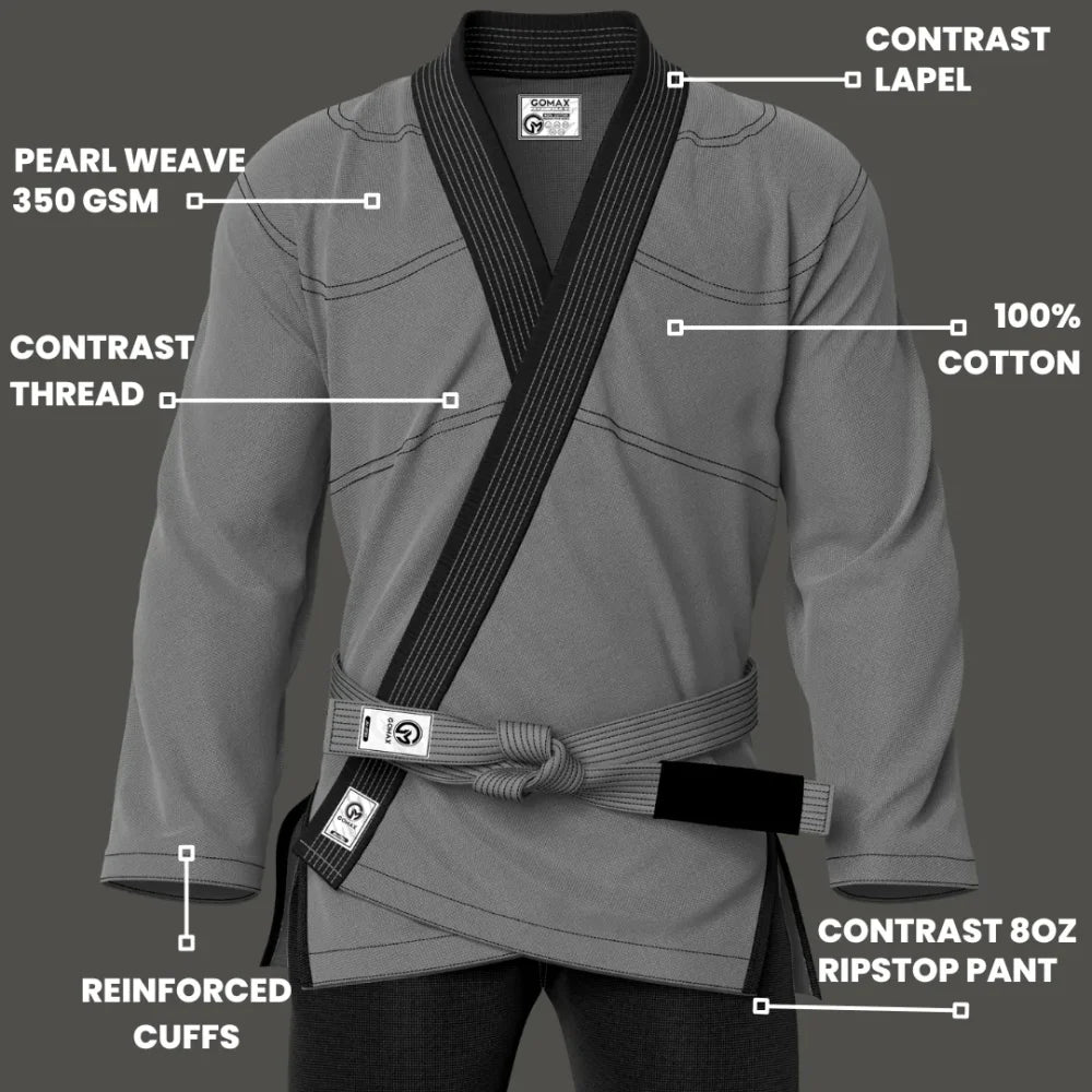 Grey/Black BJJ Gi - Brazilian Jiu Jitsu Gi Core Series - G3