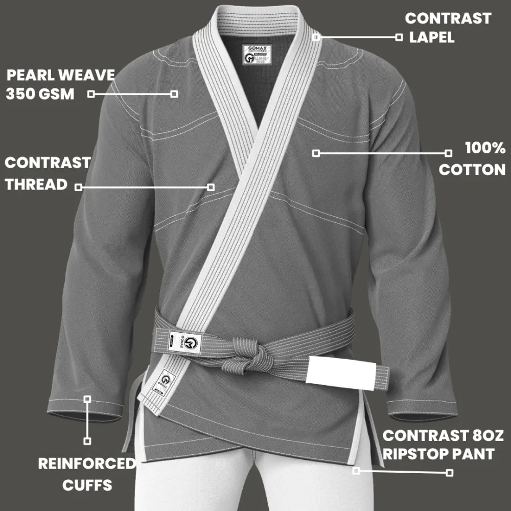 Grey/White BJJ Gi - Brazilian Jiu Jitsu Gi Core Series - G3